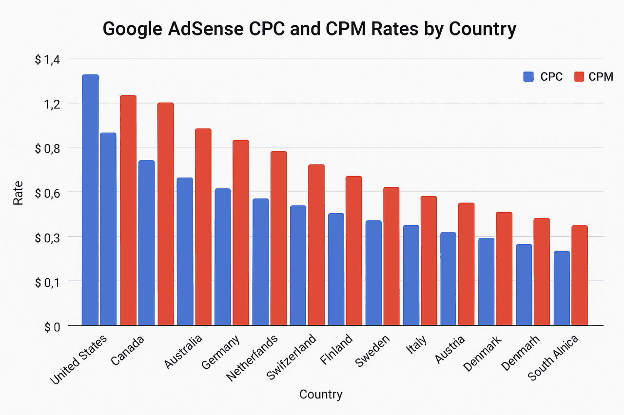 Google adsense cpc and cpm rates by country - Full detailed information ✅