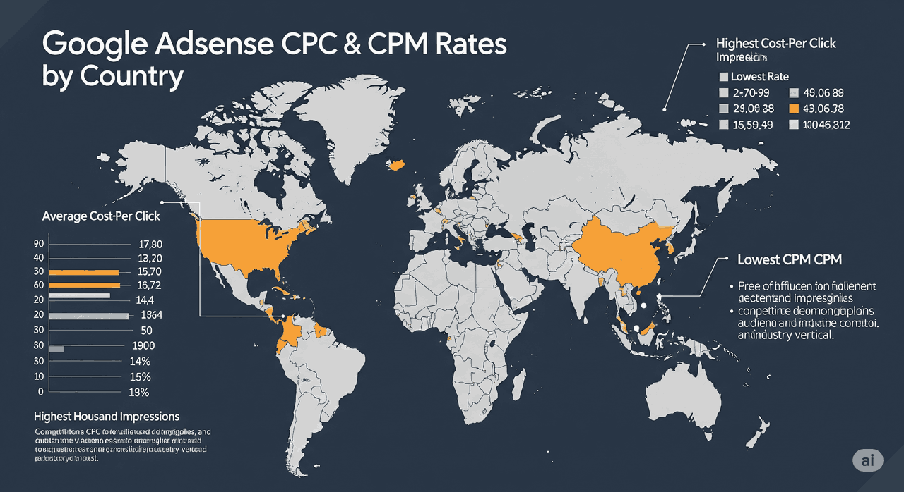 Google adsense cpc and cpm rates by country - Full detailed information ✅